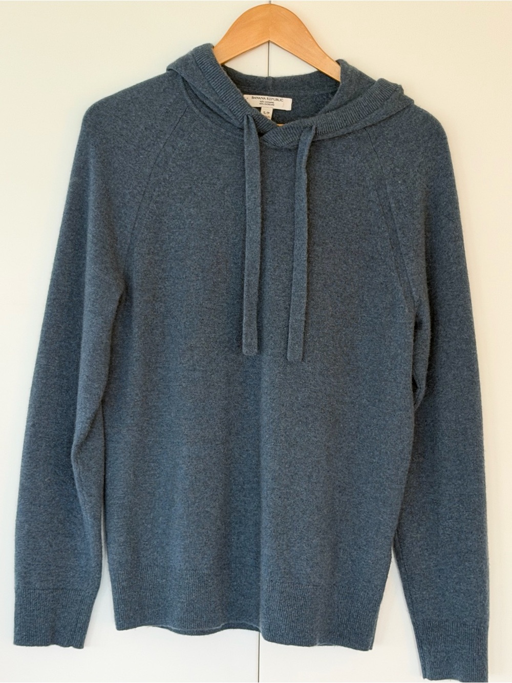 Banana Republic Men's Cashmere Heather Slate Blue Hooded Pullover